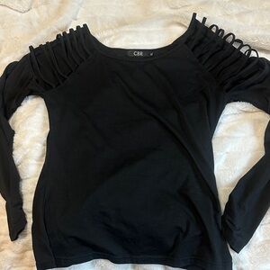 CBR Women's Black Long Sleeve Top with Cut-Out Detail